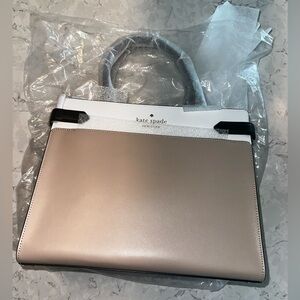 Kate Spade Tan and White Professional Briefcase